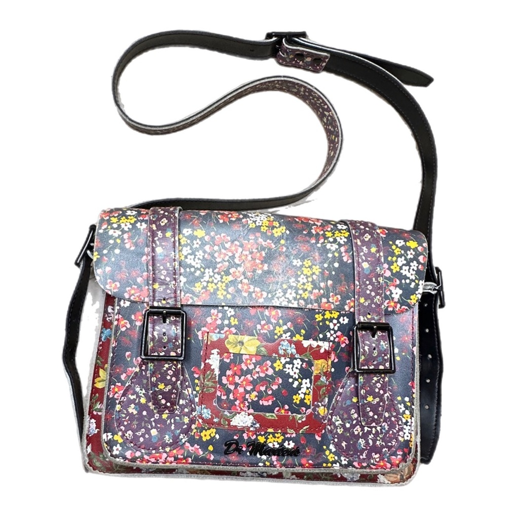 Dr. Martens 11" Red Floral Clash Leather Bag *RARE*
